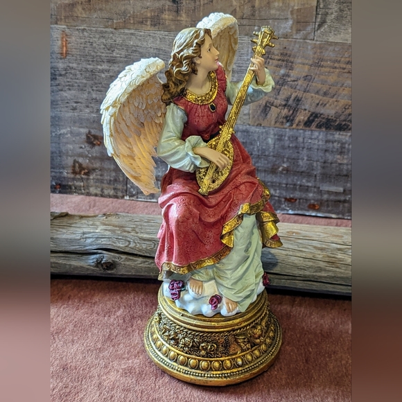 Brothers Sisters Design Studio Musical Christmas Angel W Mandolin - Picture 2 of 7